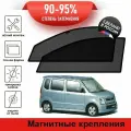 Каркасные шторки LATONIK PREMIUM на Suzuki Wagon R3 (2003-2005) на передние двери на магнитах с затемнением 90-95%