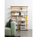 Стеллаж модульный двойной SONOMA Home из массива дуба, ручная работа, снежное матовое покрытие