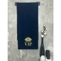 Махровое полотенце BIO-TEXTILES 70×140 с вышивкой VIP, тёмно-синее, 100% хлопок, подарок мужчине