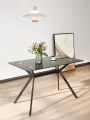 Стол обеденный, COZY CAT RUS-JDT1200-B ,120*70*75 cm, Закаленное стекло, Чёрный металлические ножки