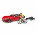Bruder Брудер Спортивный автомобиль Roadster с фигуркой и велосипедом 03-485 с 4 лет