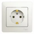 Розетка с заземлением, (в сборе), Перламутр, Schneider Electric Glossa (комплект 5шт)