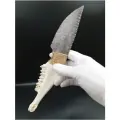 Обсидиановый клинок с рукоятью из челюсти барашка 28 см