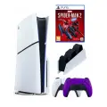 PS5 (ПС5) Игровая приставка Sony PlayStation 5 Slim disc + 2-й геймпад(фиолетовый) + зарядное + игра Spider-Man2