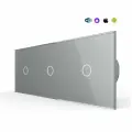 Сенсорный выключатель WiFi 3 клавиши 3 поста (1G+1G+1G) стекло 228х86мм цвет серый