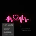 ART Studio Неоновая вывеска Ритм сердца 16х45 см для спальни и романтического декора на подложке из акрила