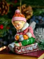 Елочная игрушка фарфоровая Мальчик на санках Ручная работа / Мастерская сказок
