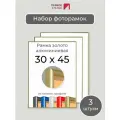 Набор рамок 30х45 см, 3 штуки Первое ателье Золотая алюминиевая фоторамка 30х45 для пазла, вышивки, алмазной мозаики, фото, постера
