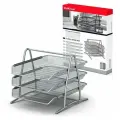 Лоток ErichKrause 3-х уровневый, металл, сетка, серебро