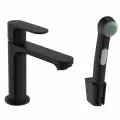 Смеситель для раковины с гигиеническим душем, черный матовый, Hansgrohe Rebris S 72215670