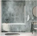 Стеклянная шторка на ванну WasserKRAFT Berkel 48P01-80R Matt glass