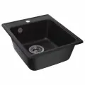 Мойка для кухни, каменная врезная прямоугольная, кварцевый песок, цвет чёрный матовый, 420х480х180