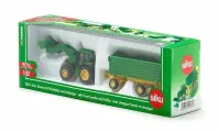 Металлический Трактор SIKU 1:87 John Deere с ковшом и прицепом-кузовом 1843