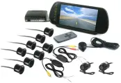 MasterPark 041-8-WZ - беспроводной парктроник с двумя камерами заднего хода, восемью датчиками и монитором в зеркале в подарочной упаковке