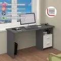 Стол компьютерный Мэрдэс СКЛ-Прям150Р ГБЕ Графит/Белый, с тумбой, скругленные углы, 150 х 60 х 77 см