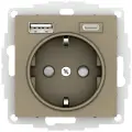 Розетка силовая со шторками 16А с 2 USB A+C 5В/2.4А//3.0А, 2х5В/1,5А Шампань Schneider Electric Atlas Design ATN000532