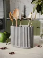 Кухонный стакан Chloe Duo, подставка для столовых приборов, 10х13х8.5 см, бетон, серый глянцевый