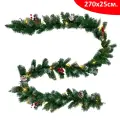 Заснеженная хвойная гирлянда с шишками и ягодами 270 см, с подсветкой 20 led