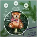Irena-Co елочная игрушка, стекло Мишка на прищепке (7х7х7см)