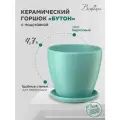 Горшок Вещицы с поддоном Бутон, 4.7 л, 21.5x20 см, бирюзовый