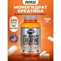 Креатин моногидрат, NOW Kre-Alkalyn Creatine 750mg, для набора мышечной массы, для похудения, для энергии 240 капсул