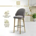 Барный стул 75 см Fusion Standart F03+, стулья барные букле светло-серый, мягкий на дубовых ножках