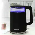 Электрический стеклянный чайник Oursson KE1732W/BL, 2200 Вт, 1.7л, пластик/стекло, черный