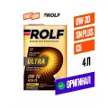Масло моторное синтетическое Ultra 0W-20 SN plus ACEA C5, 4 л, ROLF 322940