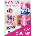 Fanta White Peach, 0.5 л, 24 шт, банка (газированный напиток Фанта Белый персик, жб, Япония)