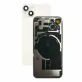 Задняя крышка в сборе со шлейфом вспышки, индукционной зарядкой и окошками камеры iPhone 14 (Starlight) (AAA)