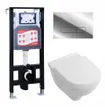 Комплект 3 в 1 инсталляция ESBANO FRAM + Унитаз подвесной Villeroy & Boch O Novo Directflush + кнопка хром глянцевая