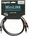 Klotz KY7-300Стерео Y-кабель с разъемами mini Jack 3.5mm (stereo)/2x RCA, длина 3 метра, цвет черный