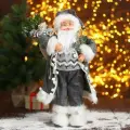 Декоративная кукла Зимнее волшебство Дед Мороз, в сером тулупе, со снегоступами, 23х45 см