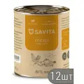 SAVITA Набор 12 шт Консервы для собак Курица с яблоком и морковью, 410г 4.92 кг
