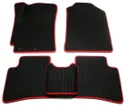 EVA/ЭВА/ЕВА коврики на салон LADA/лада/PRIORA/приора/2007-2016 гв/ с 3Д лапой зоны отдыха левой ноги/ черные соты с красным кантом