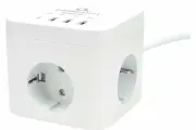 Сетевой фильтр Cablexpert cube, 3р, 10а, 1xtype-c pd, 3xusb, 1.5м, ур. защиты 4+, белый, коробка, CUBE-3-CU3-W-1.5