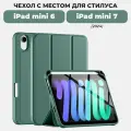 Чехол для планшета iPad mini 6 и iPad mini 7 (2024) с местом для стилуса, тёмно-зелёный