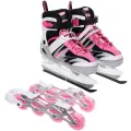 Коньки раздвижные ледовые Sportage FIT105 Dual, размер 34-38, черно-розовые