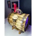 Декоративный мини-бар бочонок из дерева + графины, 30x27x24 см