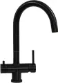Смеситель для кухни Seaman Eco Venice SSN-1338-DG с краном для питьевой воды, с поворотным изливом, черный, матовый, однорычажный, нержавеющая сталь, с керамическим картриджем