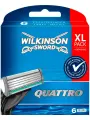 Wilkinson Sword Сменные кассеты QUATTRO (6 шт.), 4 лезвия, увл. полоска