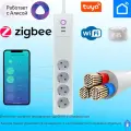 Умный сетевой фильтр, Удлинитель Zigbee С Голосовым Управлением, 4 розетки, 2 USB, совместим с Алисой, Smart Life