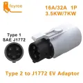Адаптер зарядного устройства для электромобилей feyree Type2 IEC62196-2 на Type1, автомобильная розетка для зарядки, адаптер зарядного устройства переменного тока, 32 А, 1 фаза, 3,5 кВт, 7 кВт, максимальный электромобиль, 7KW, Type2 для Type1