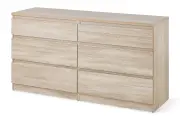 Комод напольный Hoff Кастор, 129,7х71,6х39,6 см, для гостиной, 6 ящиков, матовый фасад, ДСП, цвет дуб сонома