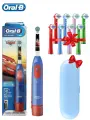 Зубная щетка детская Oral-B 5510, вращающаяся, синяя, с таймером, 9 насадок
