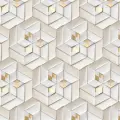 Самоклеящаяся антивандальная пленка для декора мебели и кухонных фартуков. Белая плитка с золотыми ромбами (70х250 см).