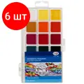 Комплект 6 шт, Акварель Гамма Классическая, медовая, 18 цветов, без кисти, пластик. упак, европодвес NEW