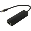 Сетевой адаптер Vention USB 3.0 M/Gigabit Ethernet RJ45 F+OTG хаб 3xUSB Черный - 0.15м.