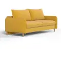 Прямой диван Manons Maison Мальта, раскладной механизм Еврокнижка (Тик-так), Велюр желтый, 215х106х90 см