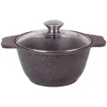 Кастрюля Kukmara 1 л, покрытие Мрамор кофейный, литой алюминий, со стеклянной крышкой 16см, кмк12а